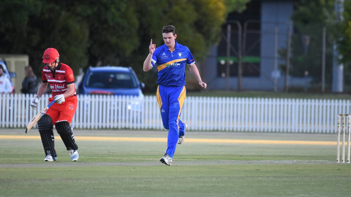Ben Parsons celebrates a wicket for St Pat's Old Boys in the 2023/24 Bonnor Cup. Picture by Carla Freedman
