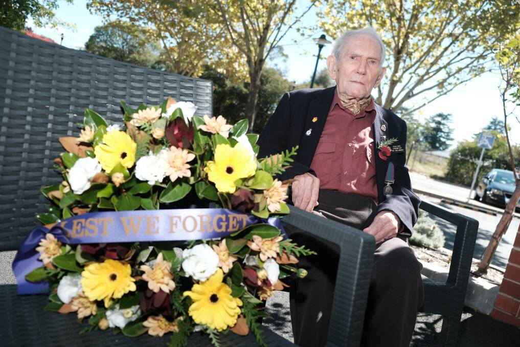 Colin Hope at the Catholic Healthcare Macquarie Care Centre early Anzac Day celebration on April 23, 2024. Picture by James Arrow
