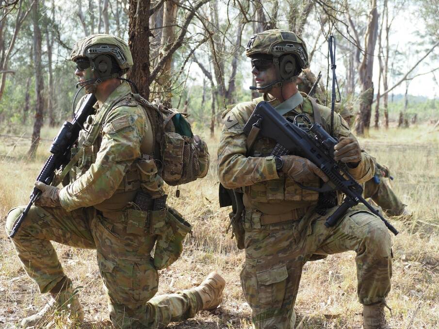 Two troops from the Australian Army's 5th Brigade during a training task. Picture supplied
