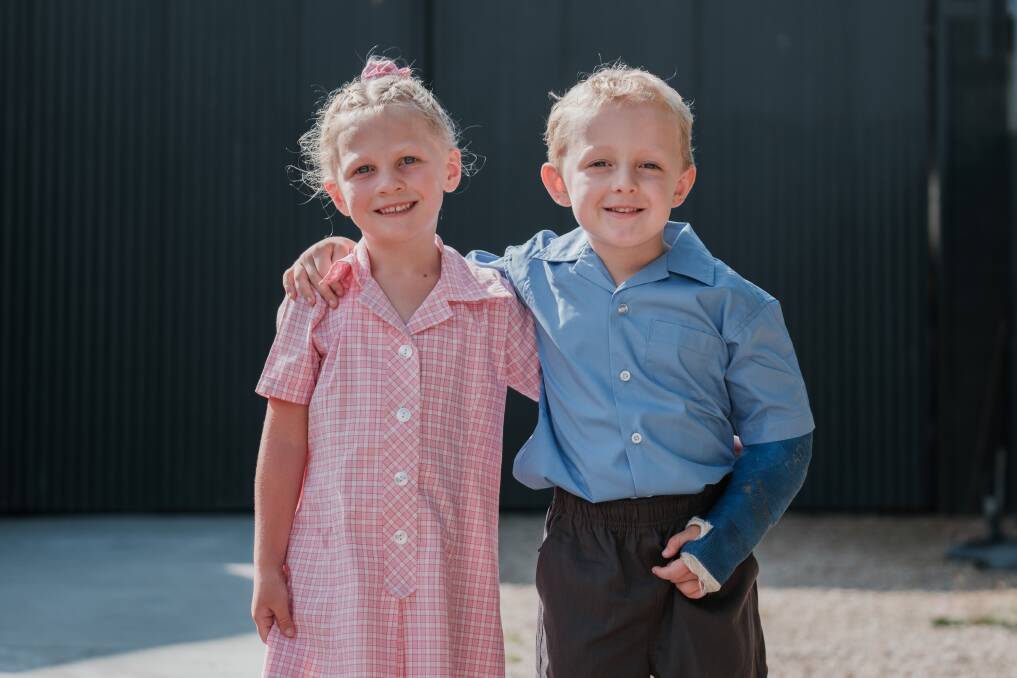 Best friends Harper Weal and Oliver Ross are looking forward to starting school together. Picture by James Arrow