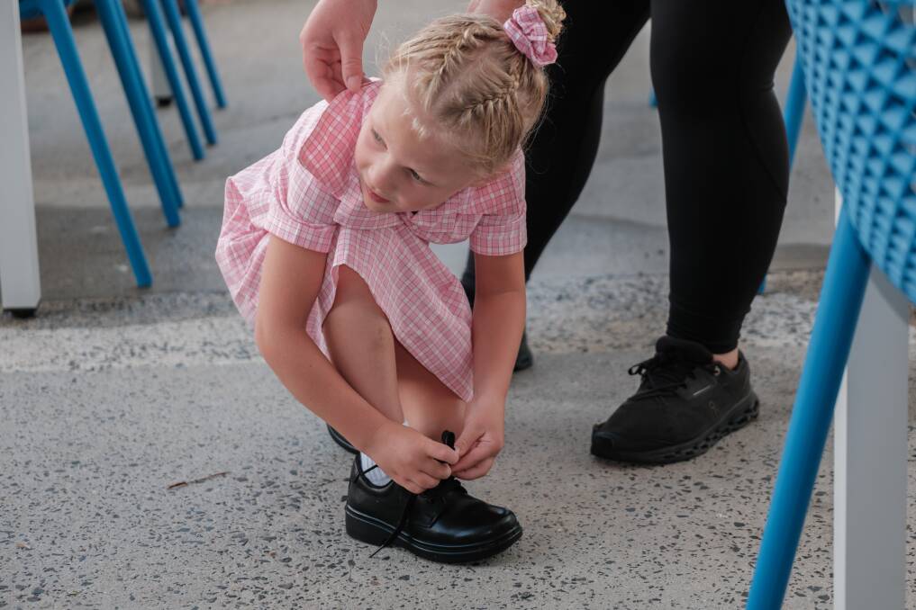 Before starting school, Harper Weal has learnt to tie her own shoe laces before starting school. Picture by James Arrow