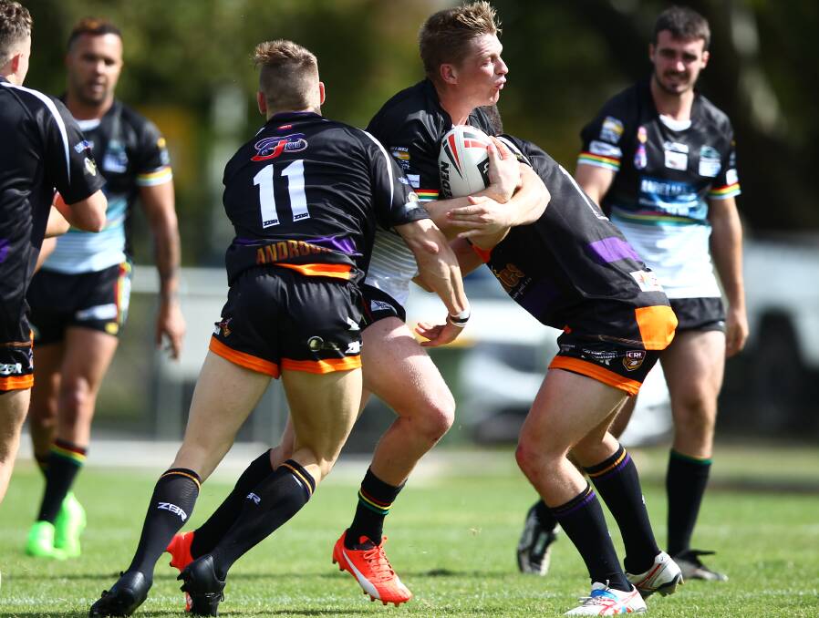 TOO GOOD: Jack Siejka (with the ball) was among the try scorers, in a dominant display against the Dragons in Mudgee on Sunday. Photo: PHIL BLATCH
