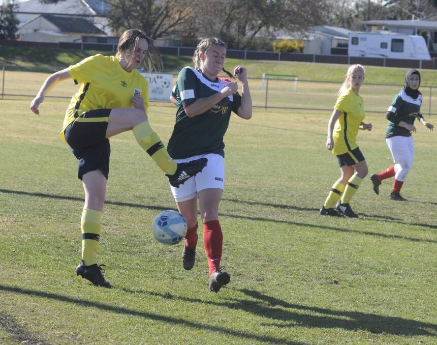 SCORER: April Rich, of Western NSW Mariners FC, scored a goal in reserve grade, in their win against SD Raiders FC. Photos: CHRIS SEABROOK