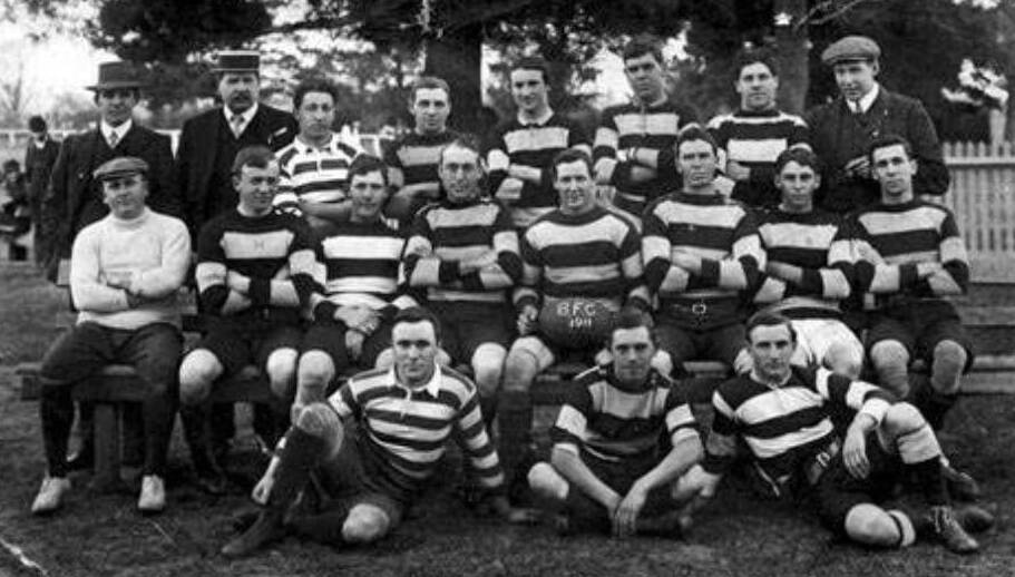 The Bathurst Rugby Club team from 1911. Former prime minister Ben Chifley is pictured in the middle row, on the far right.