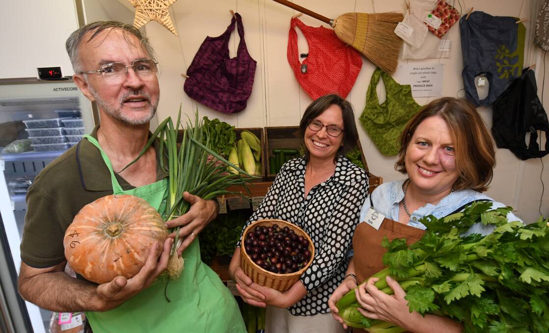 FRESH: Calum MacDougall, Cathie Hale and Kate Boshier from Bathurst Wholefood Co-operative Shop, which will host a market on Saturday. 