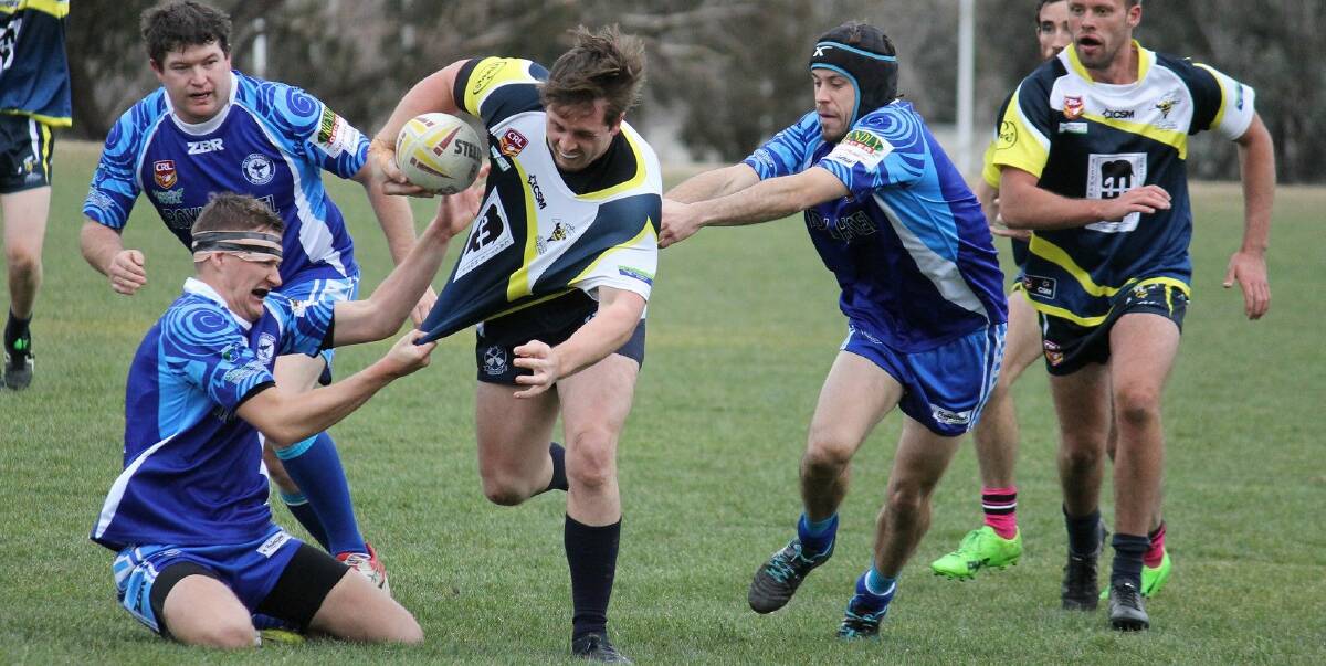 GAME ON: CSU (pictured, yellow) will have the bye this weekend, while Orange Barbarians travel to Bathurst to play Villages United. Photo: JOHN FITZGERALD 