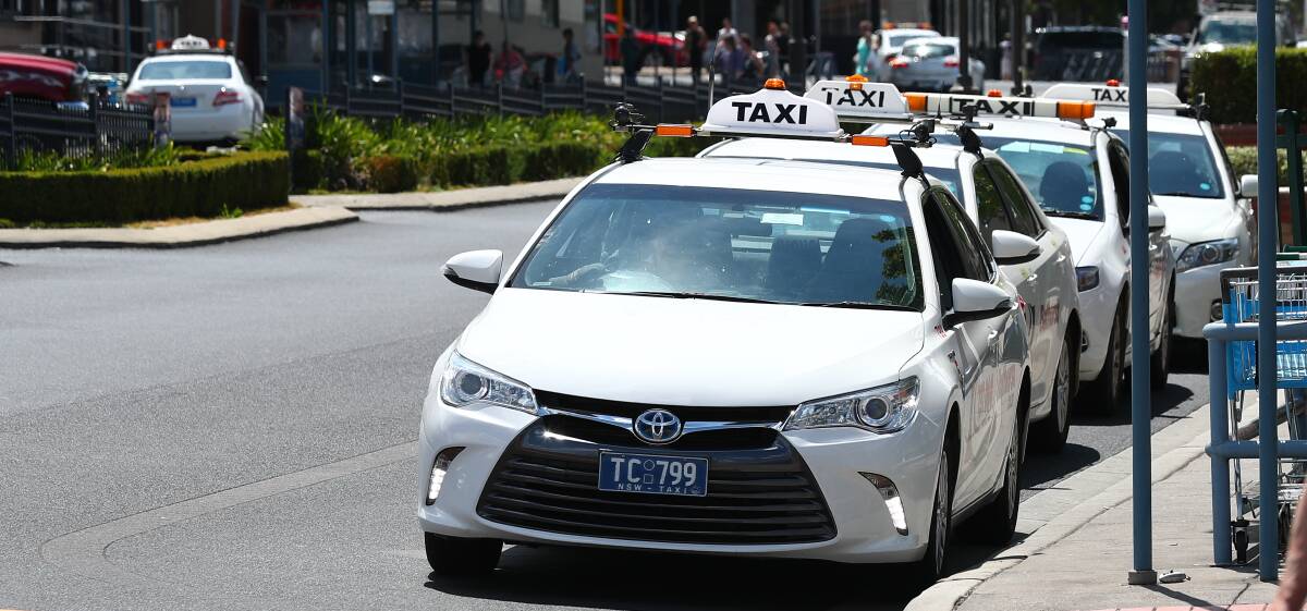 Taxis waiting at the rank in Bathurst's central business district.