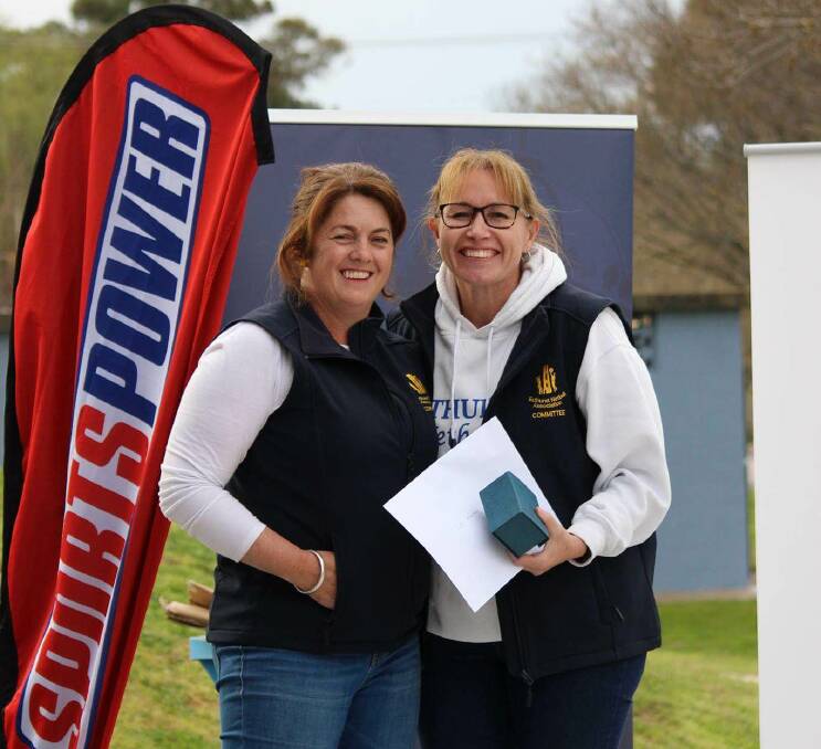 HONOURED: Bathurst Netball Association PR officer Kirsty Ridley with life member inductee Tracey Hicks. Photo: SUPPLIED 092216netball