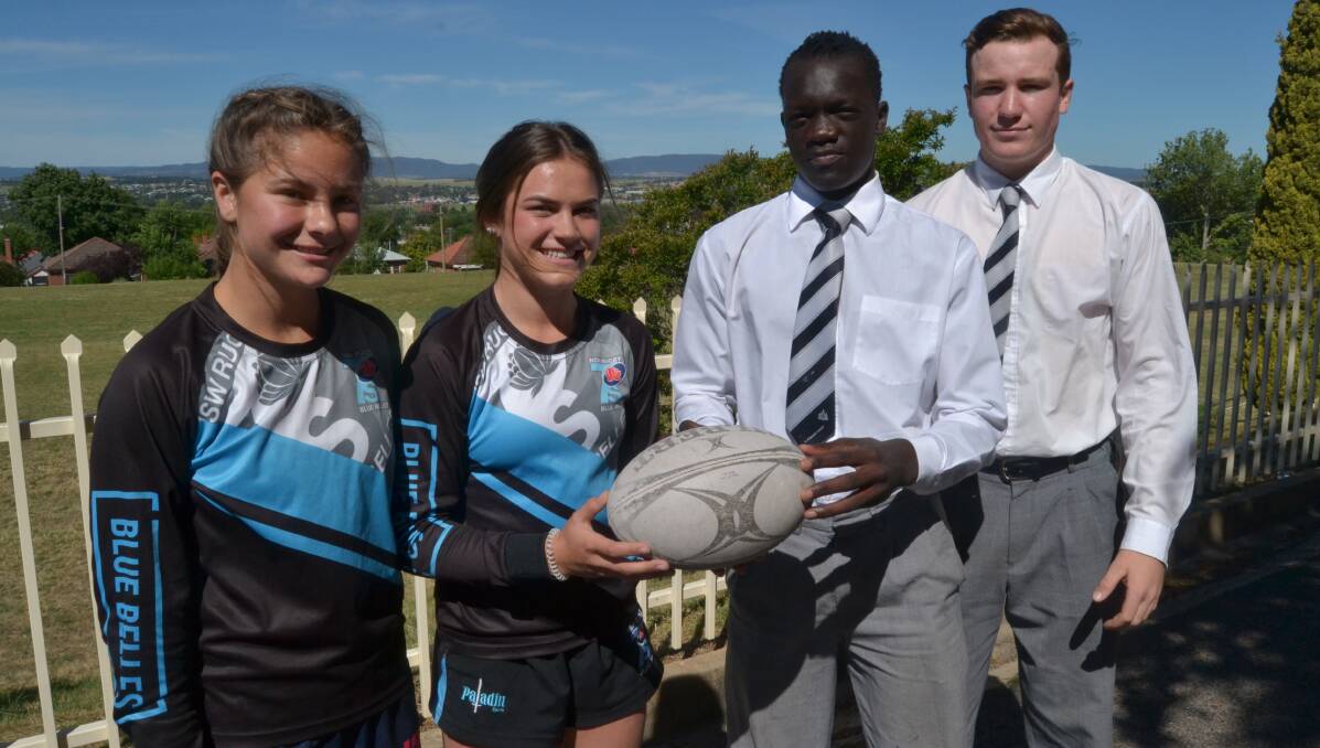 READY TO PLAY: Teagan Miller, Jakiya Whitfeld, Yool Yool and Hunter Ward will all represent NSW in rugby sevens. Photo: BRADLEY JURD 