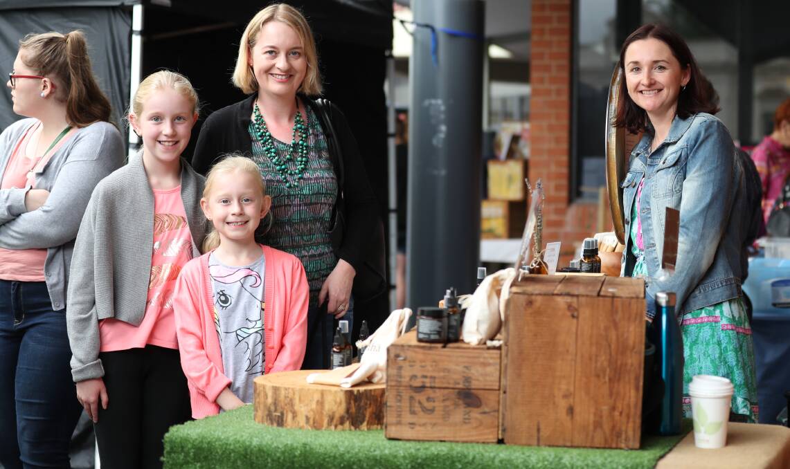 GROUP SHOT: Caitlin, Jessica and Louise Cleary and Renee Tilley at were all at the Bathurst Artisan Markets. Photos: PHIL BLATCH 120217pbarti7