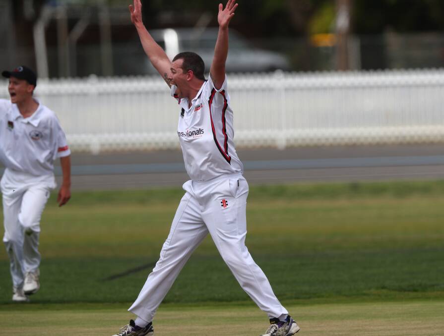 HOWZAT: Bathurst City's Clint Moxon makes an appeal, when playing against Rugby Union on November 11. He's side has two Twenty20 games on Saturday.