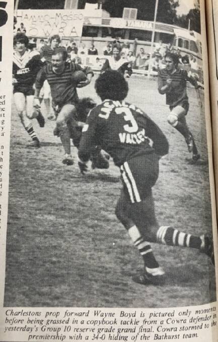 A photo from the 1983 reserve grand final between Charlestons and Cowra. 