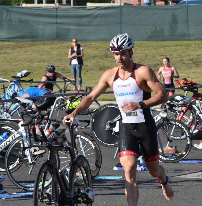 TOO GOOD: Nick North finished four minutes and two seconds ahead of Orange's Matt Webster to win the Mudgee Interclub Triathlon on Sunday morning. Photo: ANYA WHITELAW 