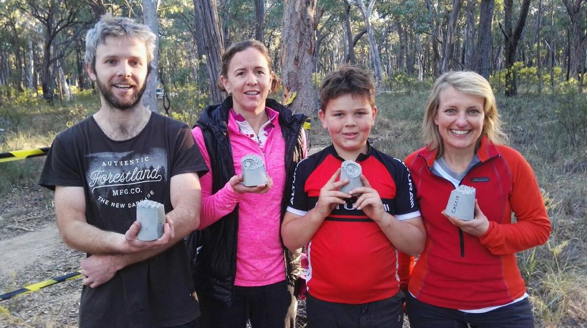 GROUP: Dave Mitchell, Danielle Patterson, Sam Patterson and Christine Porter after the round the Central West Interclub MBXC Interclub Series at Clandulla earlier this year. 