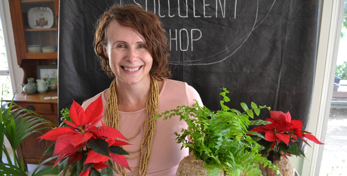 FESTIVE: Pop-up Succulent Shop's Renelle Fitzgerald with some of the goods that will be on offer at Saturday's Bathurst Farmers' Markets. Photo: BRADLEY JURD