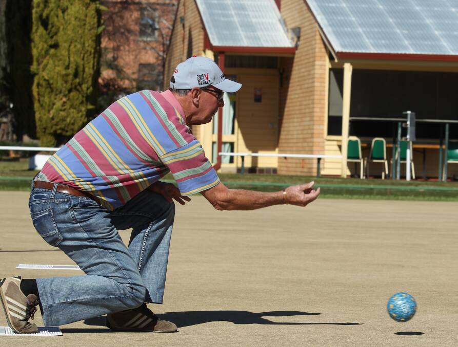 HOPING FOR THE BEST: Terry Burke sends one down during recent action at the Majellan Bowling Club. Photo: Phil Blatch.