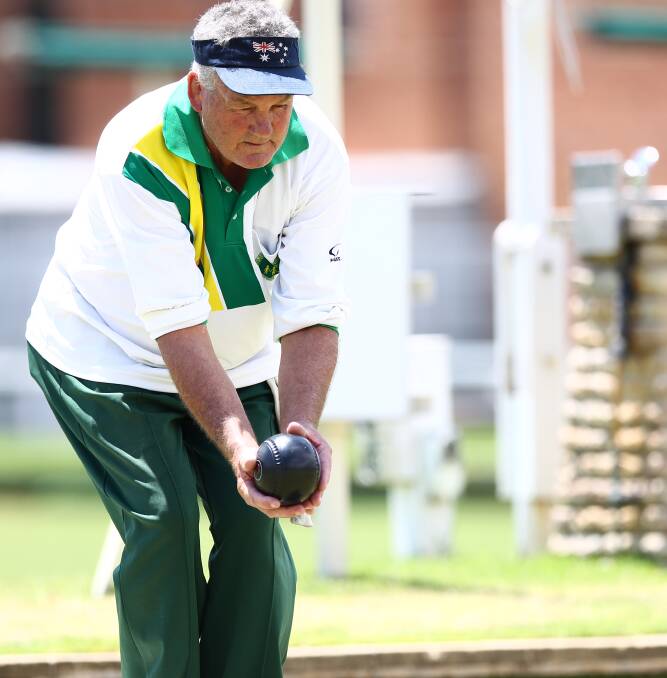 Rolling with it: Gary Cameron enjoys a match at the Majellan Bowling Club on Saturday. Photo: PHIL BLATCH 012817pbbowls2