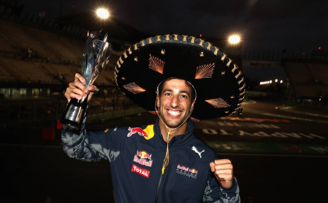 ALL SMILES: Daniel Ricciardo celebrates his podium result after a dramatic Mexican Grand Prix on Sunday. Photo: GETTY IMAGES.