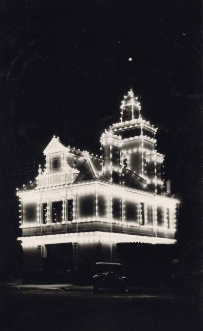 BRIGHT AND BEAUTIFUL: The Bathurst Fire Station in William Street all lit up. It is known that a set of lights operated by a generator was installed in December 1916.
