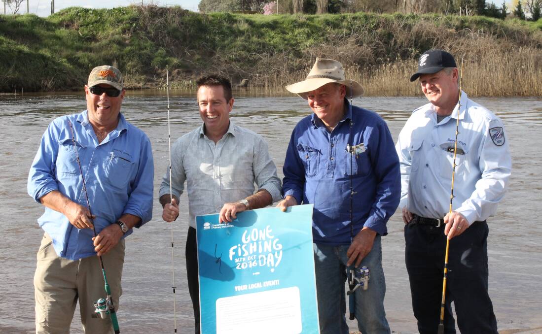 FISHING: Member for Bathurst Paul Toole with Central West Habitat Connect's Bill Josh, Sofala Central Acclimatisation Society's Colin Gordon and NSW Fisheries' Terry Steele. 