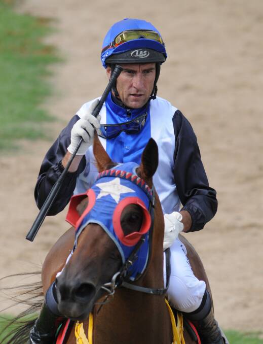 Back in the Saddle: Premier jockey Ricky Blewitt from Narromine, after five months on the sideline with a broken wrist, was back in action at Condobolin. 