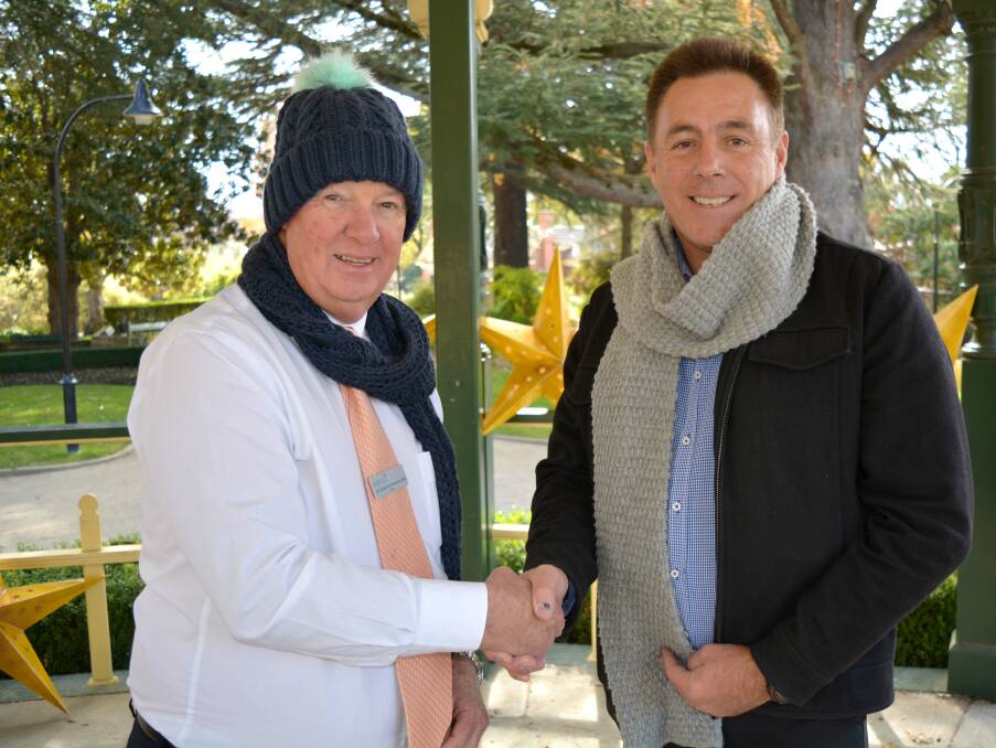 Winter Festival: Mayor Graeme Hanger OAM and McDonald’s franchisee Todd Bryant. The McDonald’s Bathurst Ice Rink will run every day of the festival.
