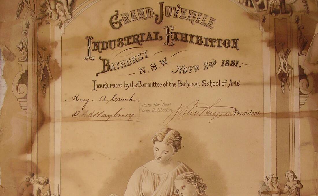PRESTIGIOUS: A certificate from the Grand Juvenile Industrial Exhibition that took place in Bathurst during November 1881.
