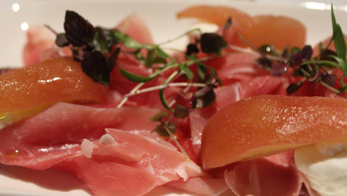 Delicious Prosciutto, pear and goats curd 