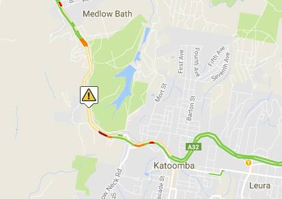 A map of where the truck and car accident occurred on the Great Western Highway on Thursday morning. Picture: Live Traffic NSW