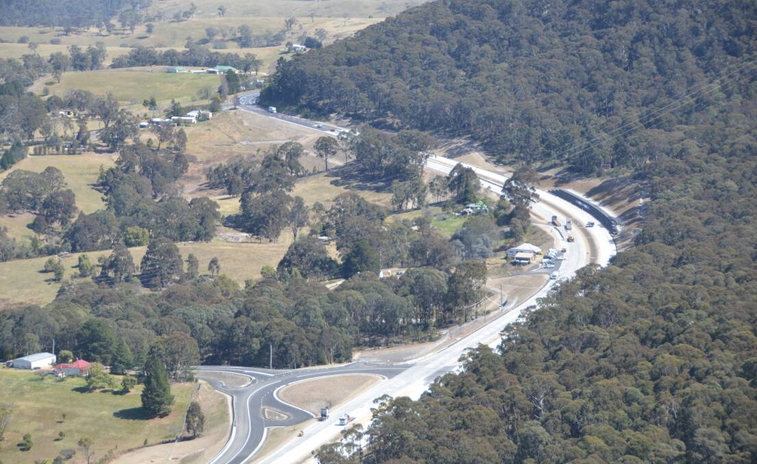 HIGHWAY WORKS: The Great Western Highway upgrades as seen from Hassans Wall. Picture: PHOEBE MOLONEY.