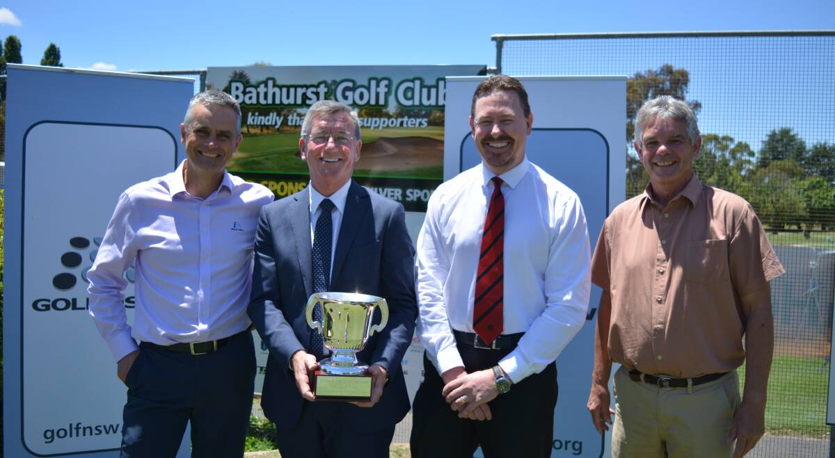 BIG YEAR AHEAD: Graeme Phillipson of Golf NSW, mayor Gary Rush and Bathurst Golf Club's Brad Constable and Ray Stapley. 