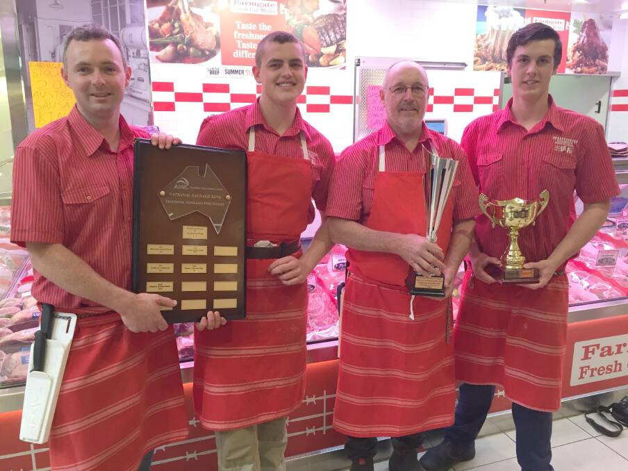 BIG WIN: Martin Timms, Bryn Vanderwal, Graham O'Shannessy and David Soul at Martin Timms' Farmgate Fresh Cut Meat with the spoils of victory. 022417snags