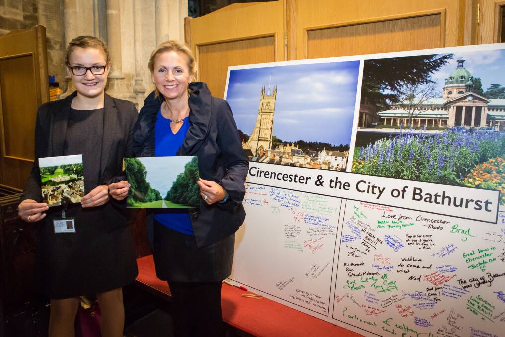 IN THE FRAME: Lucy Christopher and Kim Musgrave had their photos of Cirencester chosen to feature on the giant postcard sent to Bathurst.