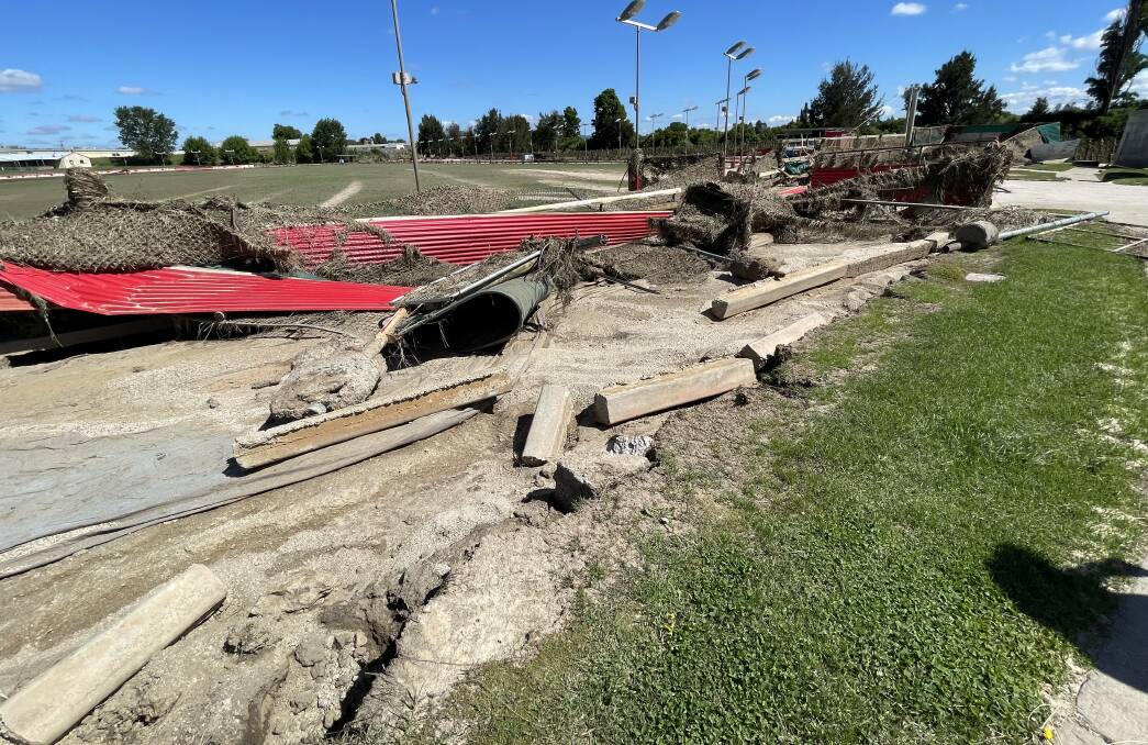 Damage at Bathurst's Kennerson Park track after severe flooding in the spring of 2022. Picture by Bradley Jurd.