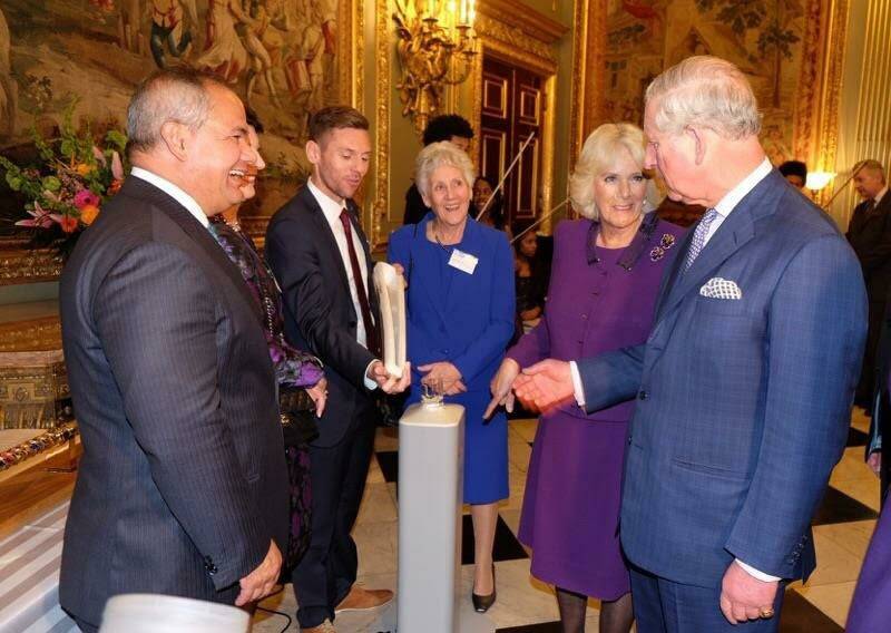 EXCLUSIVE COMPANY: Former Bathurst boy Alex Wall pictured with Gold Coast mayor Tom Tate, Prince Charles and Camilla Parker Bowles. Mr Wall was part of a team that designed the Commonwealth Games Queen's Baton.