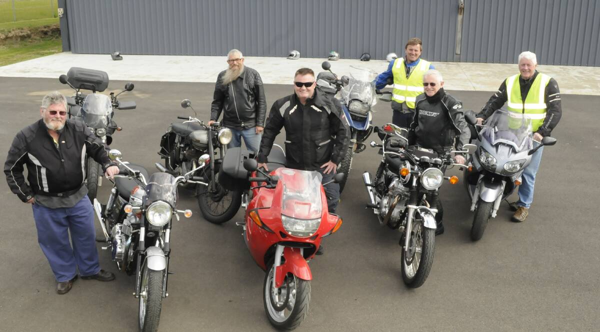 RIDE: Greg Smith, Daryl Ashworth, Mark Renshaw, Peter Rosin, Greg Donald and Bruce Morgan will be taking part in the Geoff Martin Memorial Rally. Photo: CHRIS SEABROOK 101816cmemride