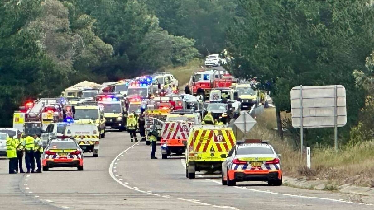The crash scene on Great Western Highway. Picture NSW RFS