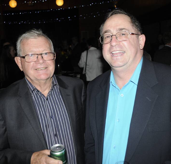 NIGHT OUT: David Mills and Steve Semmens were in the crowd for Lynne Fleming's farewell on the weekend. 102216cfwell6
