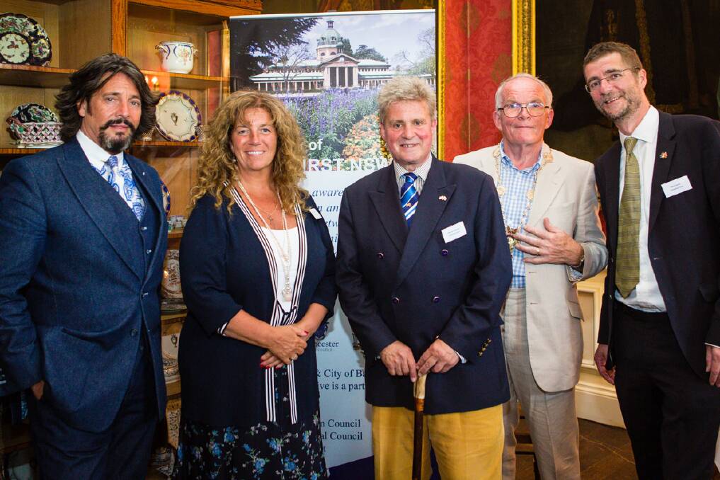 FRIENDSHIP: Television identity Laurence Llewelyn-Bowen, Countess and Earl Bathurst, mayor Nigel Robbins and Cr Mark Harris are supporters of a plan to increase links between Cirencester in England and Bathurst.