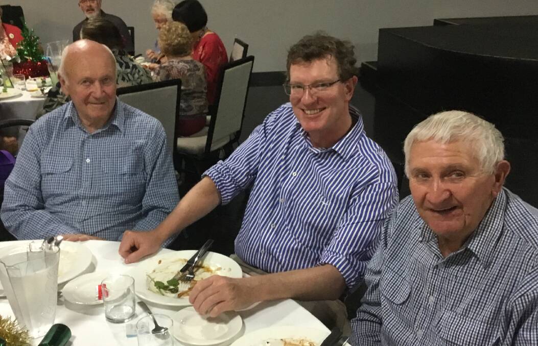 CATCHING UP: Peter Hodgson, federal Member for Calare Andrew Gee and U3A president Lindsay Cox at the recent Bathurst U3A Christmas luncheon.