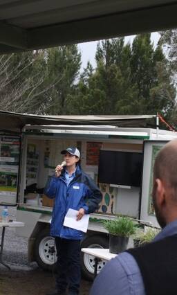 EXPERTISE: Upper Macquarie County Council weeds inspector Jill O'Grady addresses farmers at a noxious weeds workshop.