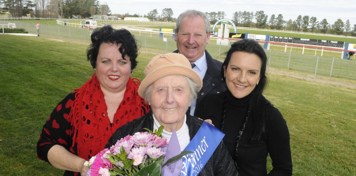 SNAPSHOT: Bette Holland (front) with Suzanne Gainsford-Holland, Don Pearce and Michelle Tarpenning at Tyers Park. Photo: CHRIS SEABROOK 082916cturf90