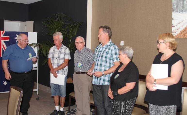 JOIN THE CLUB: Past president Tony Pollard, Rev. David Wrightson with his nominator, Rotarian Richard Siede, Brett Seymour with his nominator, Rotarian Di Nugent, and Annette Gainsford, also nominated by Rotarian Di, during the Rotary Club of Bathurst East induction ceremony.