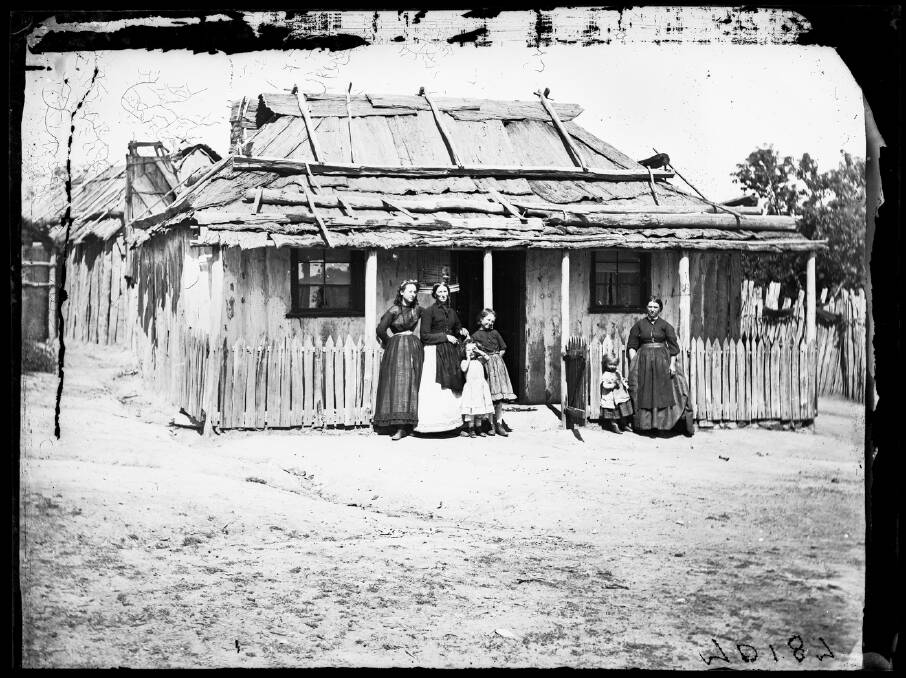 THEN: An 1872 photo of the cottage that now houses La Paloma Pottery. The cottage was captured as part of the Holtermann Collection.
