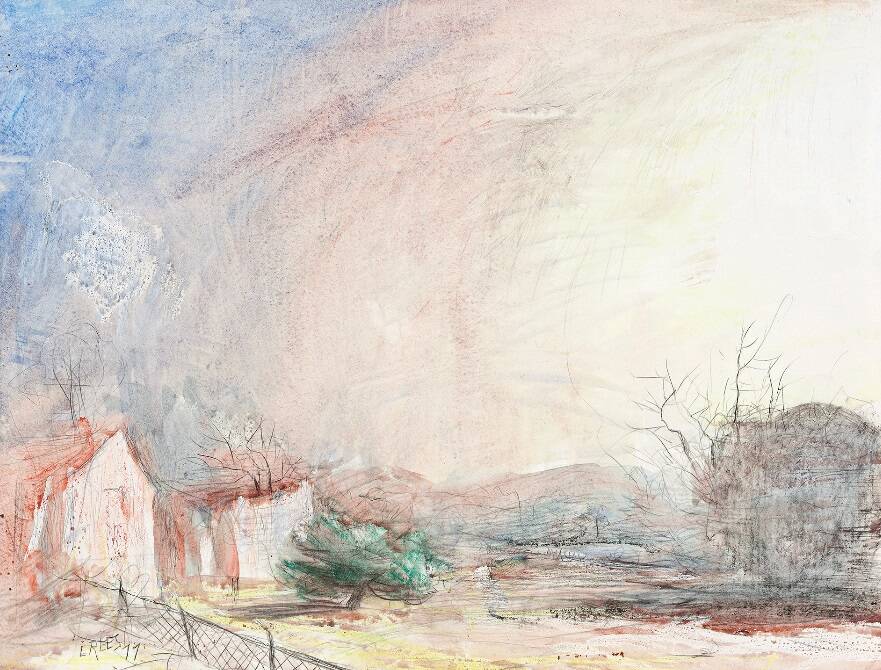 EVOCATIVE: Lloyd Rees, Duramana Landscape 1977, pencil and watercolour on paper. 34 x 44 cm. Bathurst Regional Art Gallery Collection purchase, funded by Bathurst Regional Art Gallery Society (BRAG).