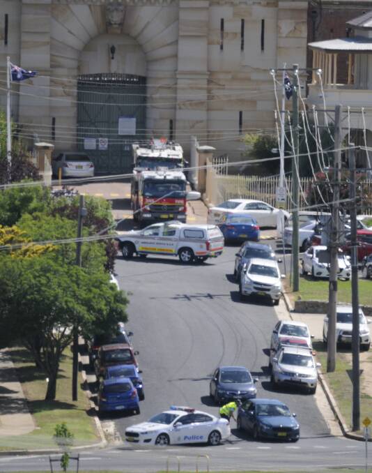 The scene at Bathurst Jail on Tuesday afternoon. Photo: CHRIS SEABROOK