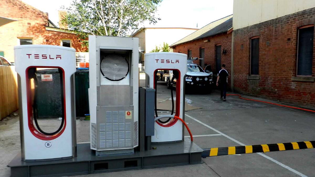 ELECTRIC DREAMS: Bathurst’s first Tesla Supercharger was installed this week in William Street at the old TAFE building car park.
