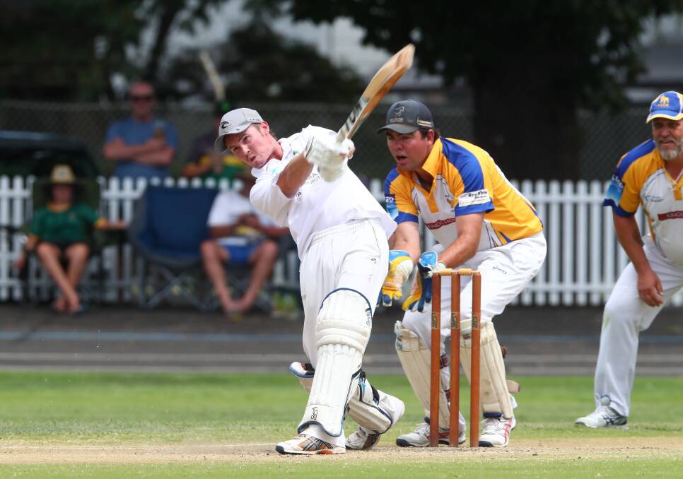 FIGHTING: Dallas Tilley fought hard for Bulls - making 40 after coming in at number five - on a day his side fell to Bathurst District Cricket Association rivals Rugby Union. Photo: PHIL BLATCH 012018pbbulls7