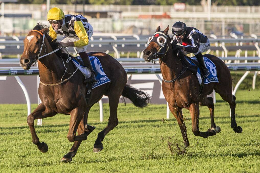 AIMING BIG: Hugh Bowman rides Clearly Innocent to a win the Group 1 Darley Kingsford-Smith Cup. This Saturday he will saddle up in The TAB Everest.