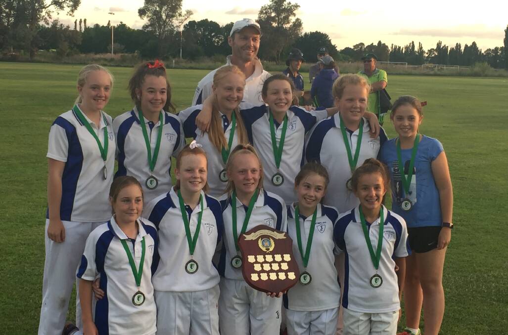 CHAMPIONS: Matt Chirgwin and his St Pat's White side which took out Bathurst's first edition of the Thunder Girls Cricket League.